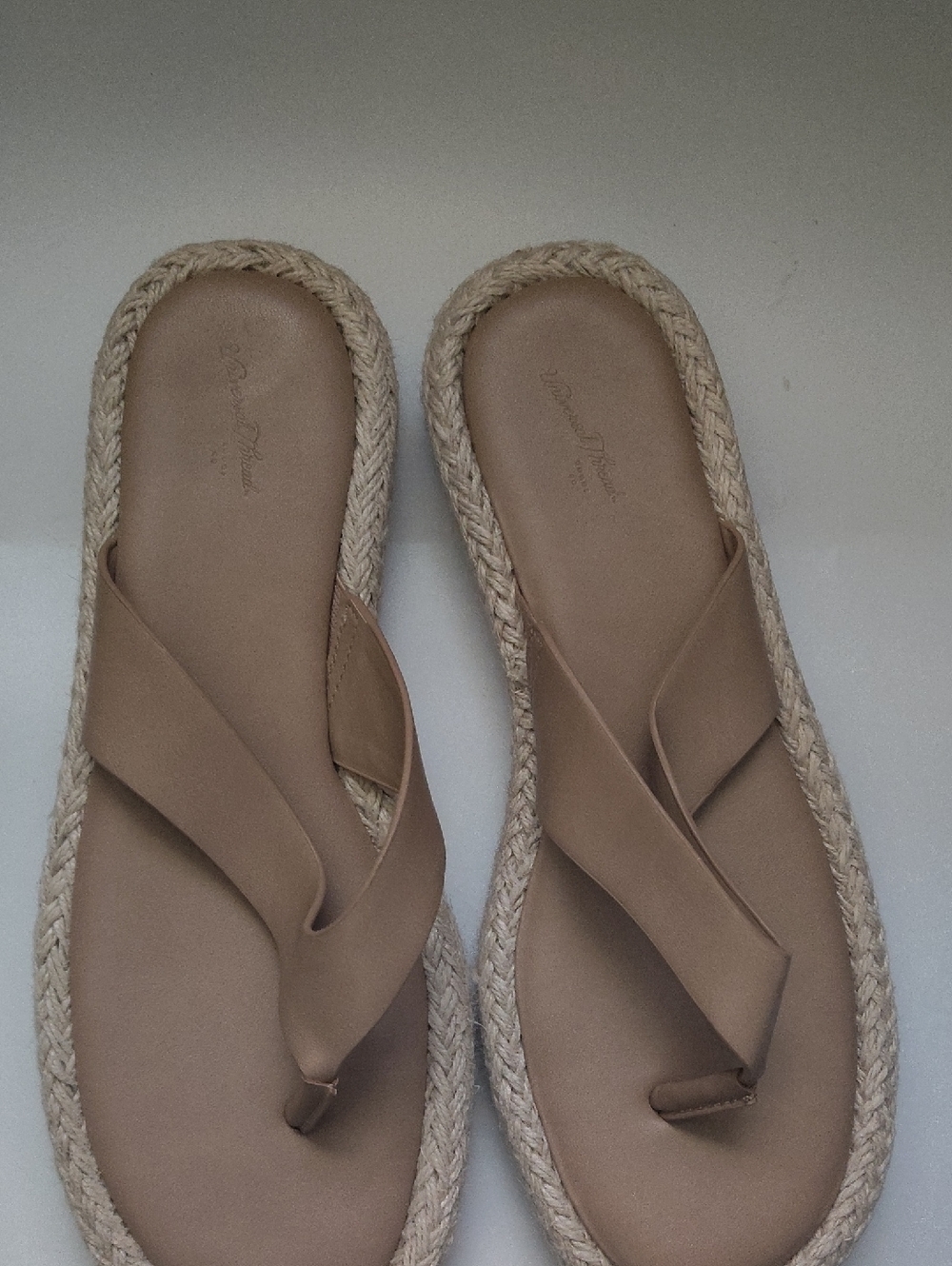 Universal Thread Tan Espadrille-Trim Flip Sandals